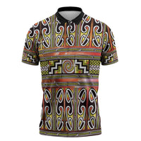 Maori Matariki Zipper Polo Shirt Yellow Galaxy Aesthetic Koru Art