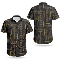 Hawaii Brown Plumeria Lei Black Couples Matching Short Sleeve Bodycon Dress and Hawaiian Shirt Frangipani Floral Heritage Art LT01 - Polynesian Pride