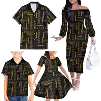 Hawaii Brown Plumeria Lei Black Family Matching Off The Shoulder Long Sleeve Dress and Hawaiian Shirt Frangipani Floral Heritage Art LT01 - Polynesian Pride