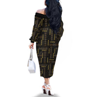 Hawaii Brown Plumeria Lei Black Family Matching Off The Shoulder Long Sleeve Dress and Hawaiian Shirt Frangipani Floral Heritage Art LT01 - Polynesian Pride
