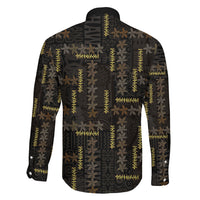 Hawaii Brown Plumeria Lei Black Family Matching Off Shoulder Maxi Dress and Hawaiian Shirt Frangipani Floral Heritage Art LT01 Son's Shirt Black - Polynesian Pride