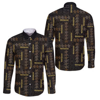 Hawaii Brown Plumeria Lei Black Family Matching Off Shoulder Short Dress and Hawaiian Shirt Frangipani Floral Heritage Art LT01 Dad's Shirt - Long Sleeve Black - Polynesian Pride