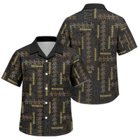 Hawaii Brown Plumeria Lei Black Family Matching Off Shoulder Short Dress and Hawaiian Shirt Frangipani Floral Heritage Art LT01 Son's Shirt Black - Polynesian Pride