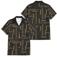 Hawaii Brown Plumeria Lei Black Family Matching Tank Maxi Dress and Hawaiian Shirt Frangipani Floral Heritage Art LT01 Dad's Shirt - Short Sleeve Black - Polynesian Pride