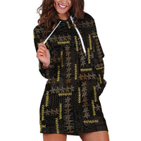 Hawaii Brown Plumeria Lei Black Hoodie Dress Frangipani Floral Heritage Art LT01 Black - Polynesian Pride
