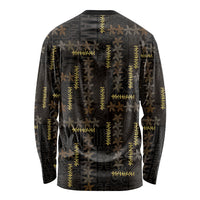 Hawaii Brown Plumeria Lei Black Long Sleeve Shirt Frangipani Floral Heritage Art