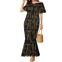 Hawaii Brown Plumeria Lei Black Mermaid Dress Frangipani Floral Heritage Art LT01 Women Black - Polynesian Pride