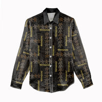 Hawaii Brown Plumeria Lei Black Women Casual Shirt Frangipani Floral Heritage Art LT01 - Polynesian Pride