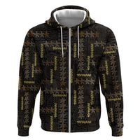 Hawaii Brown Plumeria Lei Black Zip Hoodie Frangipani Floral Heritage Art