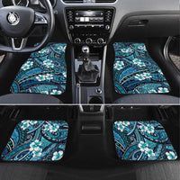 Polynesian Hibiscus Tropical Blue Floral Car Mats Tribal Pattern - Polynesian Pride