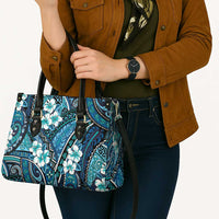 Polynesian Hibiscus Tropical Blue Floral Leather Bag Tribal Pattern - Polynesian Pride