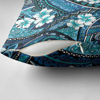 Polynesian Hibiscus Tropical Blue Floral Pillow Cover Tribal Pattern - Polynesian Pride