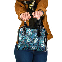 Polynesian Hibiscus Tropical Blue Floral Shoulder Handbag Tribal Pattern - Polynesian Pride