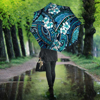 Polynesian Hibiscus Tropical Blue Floral Umbrella Tribal Pattern - Polynesian Pride