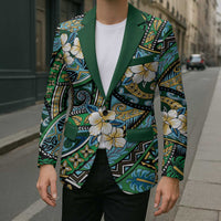 Polynesian Hibiscus Tropical Green Floral Blazer Tribal Pattern - Polynesian Pride