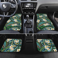Polynesian Hibiscus Tropical Green Floral Car Mats Tribal Pattern - Polynesian Pride