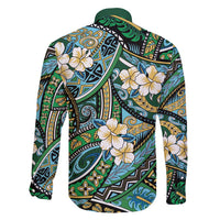Polynesian Hibiscus Tropical Green Floral Family Matching Puletasi and Hawaiian Shirt Tribal Pattern - Polynesian Pride