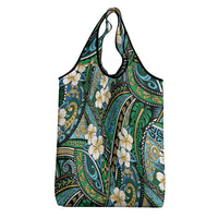 Polynesian Hibiscus Tropical Green Floral Grocery Bag Tribal Pattern - Polynesian Pride