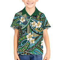 Polynesian Hibiscus Tropical Green Floral Hawaiian Shirt Tribal Pattern - Polynesian Pride
