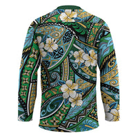 Polynesian Hibiscus Tropical Green Floral Hockey Jersey Tribal Pattern - Polynesian Pride