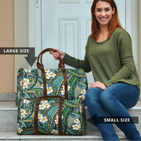Polynesian Hibiscus Tropical Green Floral Travel Bag Tribal Pattern - Polynesian Pride