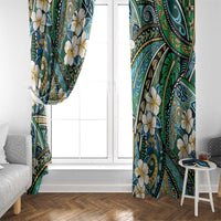 Polynesian Hibiscus Tropical Green Floral Window Curtain Tribal Pattern - Polynesian Pride