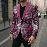 Polynesian Hibiscus Tropical Pink Floral Blazer Tribal Pattern - Polynesian Pride