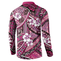 Polynesian Hibiscus Tropical Pink Floral Button Sweatshirt Tribal Pattern LT01 - Polynesian Pride