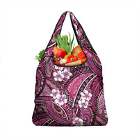 Polynesian Hibiscus Tropical Pink Floral Grocery Bag Tribal Pattern - Polynesian Pride