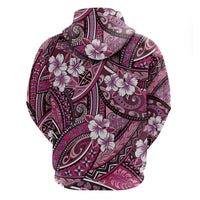 Polynesian Hibiscus Tropical Pink Floral Hoodie Tribal Pattern - Polynesian Pride