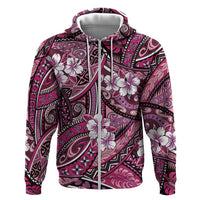 Polynesian Hibiscus Tropical Pink Floral Hoodie Tribal Pattern - Polynesian Pride