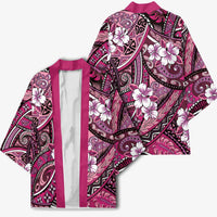 Polynesian Hibiscus Tropical Pink Floral Kimono Tribal Pattern - Polynesian Pride
