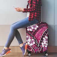 Polynesian Hibiscus Tropical Pink Floral Luggage Cover Tribal Pattern - Polynesian Pride