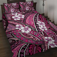 Polynesian Hibiscus Tropical Pink Floral Quilt Bed Set Tribal Pattern - Polynesian Pride