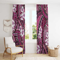 Polynesian Hibiscus Tropical Pink Floral Window Curtain Tribal Pattern - Polynesian Pride