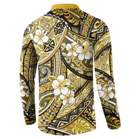 Polynesian Hibiscus Tropical Yellow Floral Button Sweatshirt Tribal Pattern LT01 - Polynesian Pride