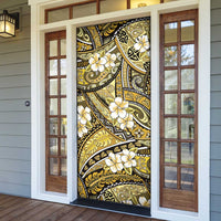 Polynesian Hibiscus Tropical Yellow Floral Door Cover Tribal Pattern - Polynesian Pride