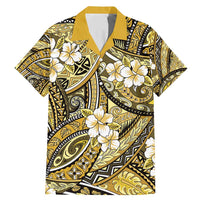 Polynesian Hibiscus Tropical Yellow Floral Family Matching Mermaid Dress and Hawaiian Shirt Tribal Pattern - Polynesian Pride