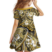 Polynesian Hibiscus Tropical Yellow Floral Family Matching Puletasi and Hawaiian Shirt Tribal Pattern - Polynesian Pride
