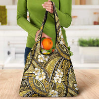 Polynesian Hibiscus Tropical Yellow Floral Grocery Bag Tribal Pattern - Polynesian Pride