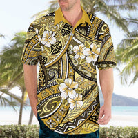 Polynesian Hibiscus Tropical Yellow Floral Hawaiian Shirt Tribal Pattern - Polynesian Pride