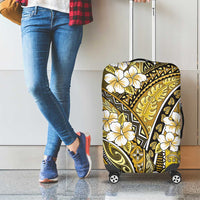 Polynesian Hibiscus Tropical Yellow Floral Luggage Cover Tribal Pattern - Polynesian Pride