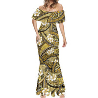 Polynesian Hibiscus Tropical Yellow Floral Mermaid Dress Tribal Pattern LT01 - Polynesian Pride