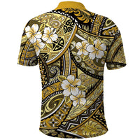 Polynesian Hibiscus Tropical Yellow Floral Polo Shirt Tribal Pattern - Polynesian Pride