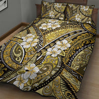 Polynesian Hibiscus Tropical Yellow Floral Quilt Bed Set Tribal Pattern - Polynesian Pride