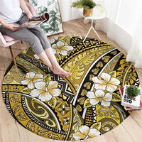 Polynesian Hibiscus Tropical Yellow Floral Round Carpet Tribal Pattern - Polynesian Pride