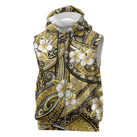 Polynesian Hibiscus Tropical Yellow Floral Sleeveless Zip Hoodie Tribal Pattern - Polynesian Pride