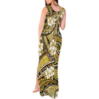 Polynesian Hibiscus Tropical Yellow Floral Tank Maxi Dress Tribal Pattern - Polynesian Pride