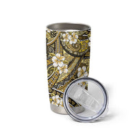 Polynesian Hibiscus Tropical Yellow Floral Tumbler Cup Tribal Pattern - Polynesian Pride
