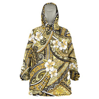 Polynesian Hibiscus Tropical Yellow Floral Wearable Blanket Hoodie Tribal Pattern - Polynesian Pride